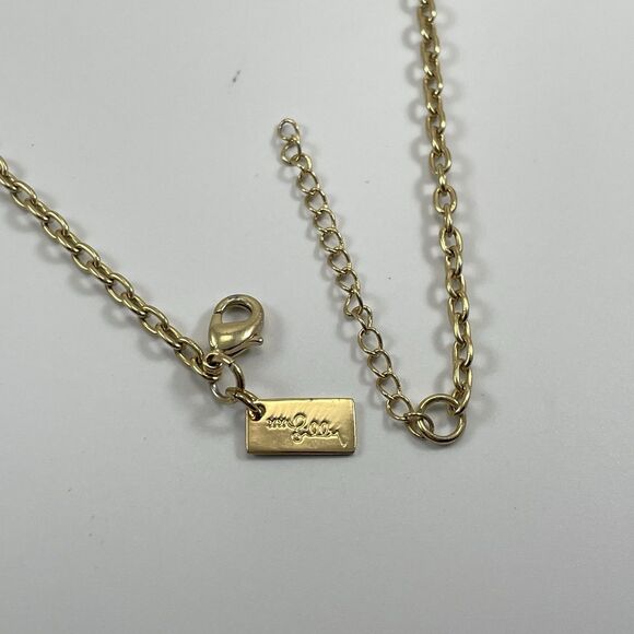 Lilly Pulitzer XX Lilly Necklace Long Gold Tone Chain Devil Angle Charm Boho - Picture 6 of 8